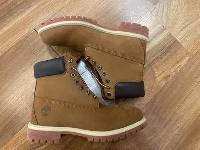 Pre-owned Timberland Men's Waterproof Premium Lace Up Boots Dark Wheat Nubuck 72066