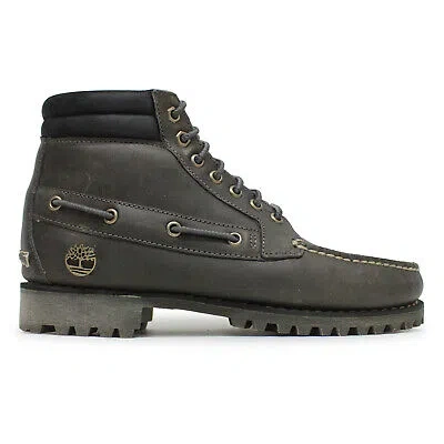 Pre-owned Timberland Mens Boots Authentic Mid Casual Lace-up Ankle Full Grain Leather In Medium Grey