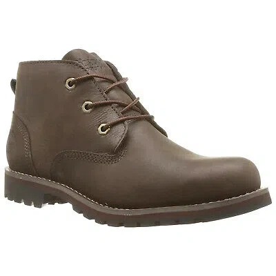 Pre-owned Timberland Mens Boots Larchmont Ii Wp Chukka Casual Lace-up Ankle Leather In Dark Brown