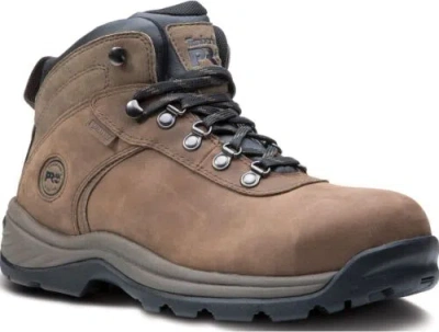 Pre-owned Timberland Mens Flume Mid Steel Safety Toe Wateproof In Brown