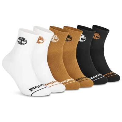 Timberland Mens Millboro Crew Socks 6 Pack In Black/wheat/white