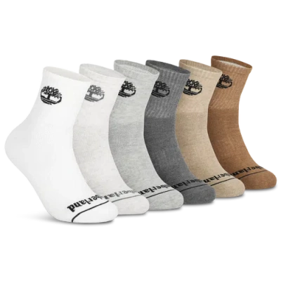 Timberland Mens Millboro Crew Socks 6 Pack In Oatmeal/black/multi