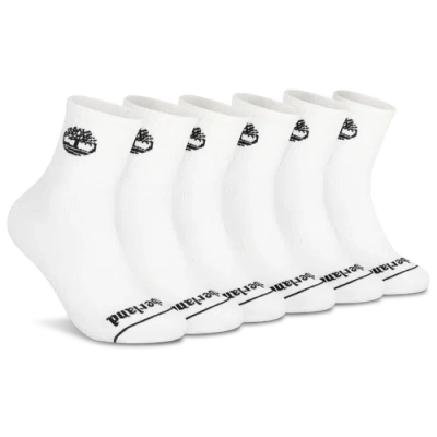 Timberland Mens Millboro Quarter Socks 6 Pack In White/black