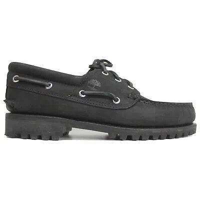 Pre-owned Timberland Mens Shoes Authentics 3 Eye Classic Lug Lace-up Nubuck Leather In Black