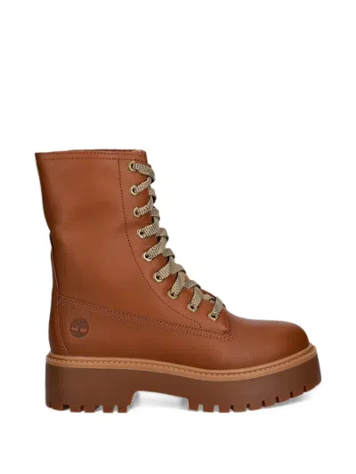 Timberland Mid Stone Street Lace-up Platform Boots In Brown