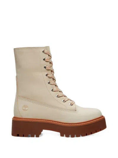 Timberland Mid Stone Street Lace-up Platform Boots In Neutral