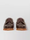 Timberland Brown Loafers With Embossed Logo On The Side And Low Block Heel In Leather Man In Orange
