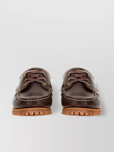 TIMBERLAND MOCCASIN BOAT LEATHER LUG STITCHING EYELET