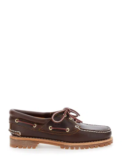 TIMBERLAND NORDEEN BROWN LOAFERS WITH EMBOSSED LOGO ON THE SIDE IN LEATHER WOMAN