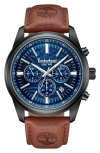 Timberland Northbridge Multifunction Chronograph Leather Strap Watch, 45mm In Brown
