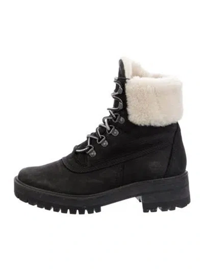 Pre-owned Timberland Nubuck Colorblock Pattern Combat Boots In Black