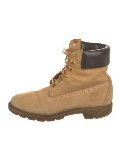 Pre-owned Timberland Nubuck Colorblock Pattern Combat Boots In Neutral