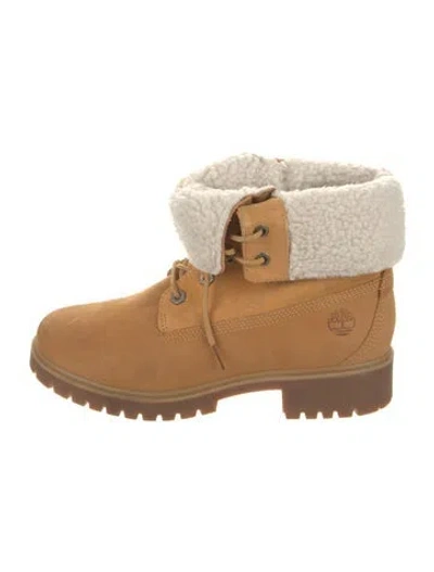 Pre-owned Timberland Nubuck Colorblock Pattern Lace-up Boots In Brown