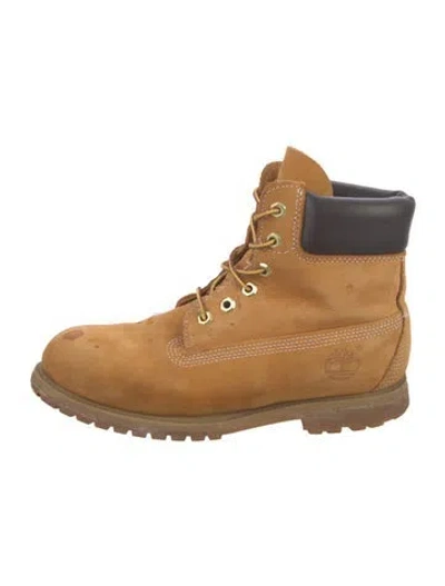 Pre-owned Timberland Nubuck Colorblock Pattern Lace-up Boots In Neutral
