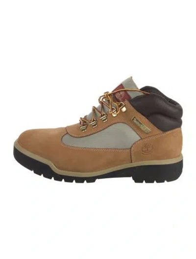 Pre-owned Timberland Nubuck Colorblock Pattern Sneakers In Neutral