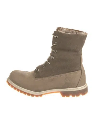 Pre-owned Timberland Nubuck Combat Boots In Green