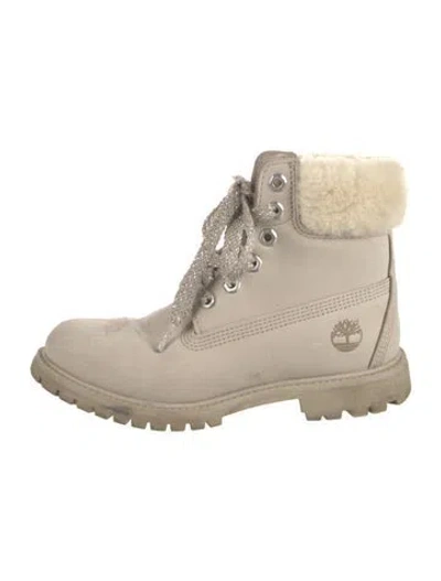 Pre-owned Timberland Nubuck Combat Boots In Neutral