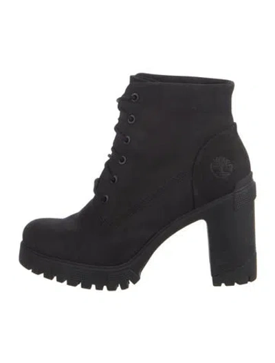 Pre-owned Timberland Nubuck Lace-up Boots In Black