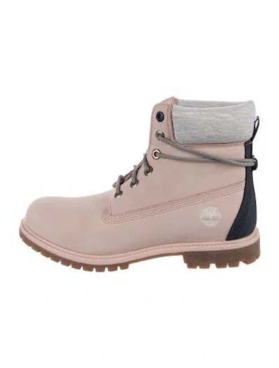 Pre-owned Timberland Nubuck Lace-up Boots In Pink