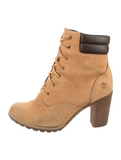 Pre-owned Timberland Nubuck Lace-up Boots In Yellow