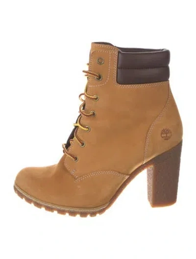 Pre-owned Timberland Nubuck Lace-up Boots In Yellow