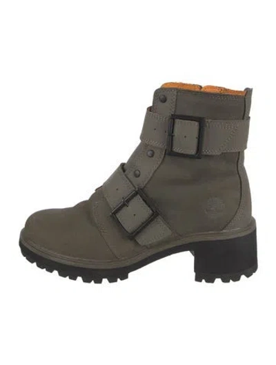 Pre-owned Timberland Nubuck Moto Boots In Green
