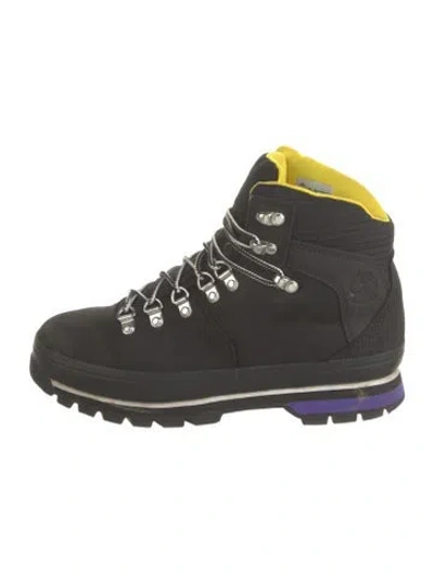 Pre-owned Timberland Nubuck Printed Hiking Boots In Black