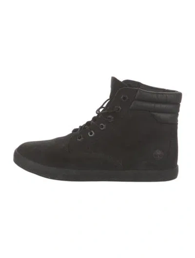 Pre-owned Timberland Nubuck Printed Lace-up Boots In Black