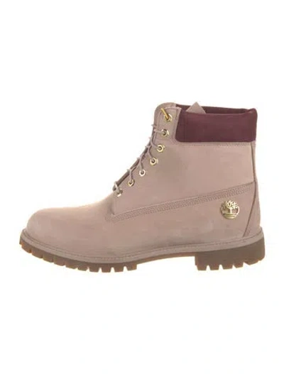 Pre-owned Timberland Nubuck Whipstitch Trim Lace-up Boots In Pink