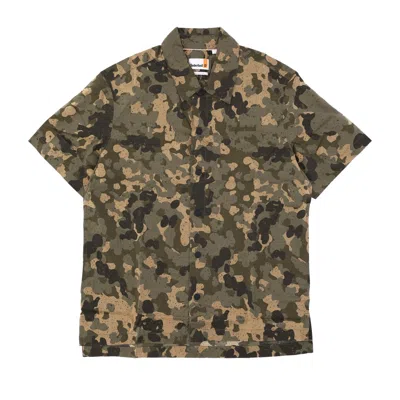 Timberland Oh Ss Men's Short Sleeve Shirt All Over Print Shirt Cassel Earth Tree Camo Coral/emeral/pale Aqua