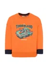 Timberland Orange Sweatshirt For Boy With Car In Orange