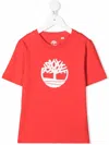 Timberland Organic Cotton Logo-print T-shirt In Orange
