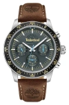 Timberland Parkman Multifunction Chronograph Leather Strap Watch, 44mm In Dark Brown