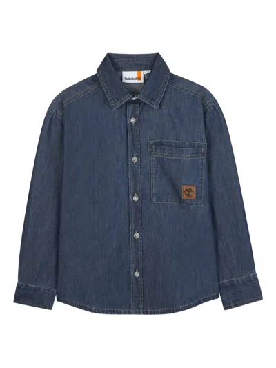 Timberland Kids' Patch-pocket Denim Shirt In Blue