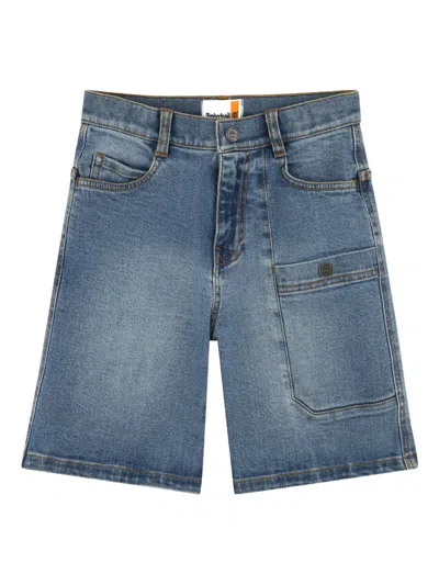 Timberland Kids' Patch-pockets Denim Shorts In Blue