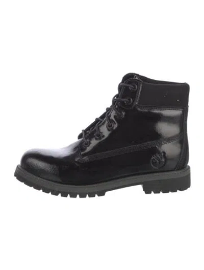 Pre-owned Timberland Patent Leather Combat Boots In Black