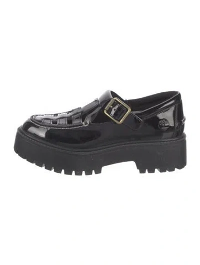 Pre-owned Timberland Patent Leather Mary Jane Flats In Black/blue