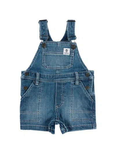 Timberland Babies' Pinstriped Denim Overalls In Blue