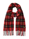 Timberland Fringed Plaid Pattern Scarf Accessory In Red