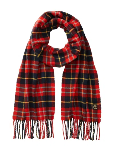 Timberland Plaid Woven Scarf In Red
