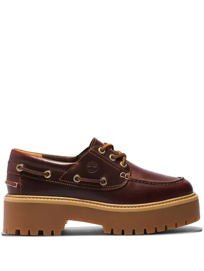 Timberland Platform Eyelet Loafers In Brown