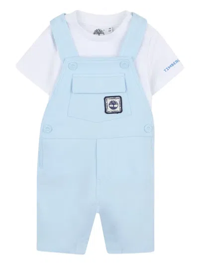 Timberland Babies' Pocket-detail Dungarees Set In Blue