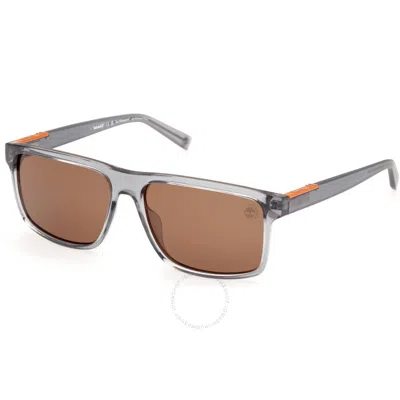 Timberland Polarized Brown Rectangular Men's Sunglasses Tb00006 20h 58