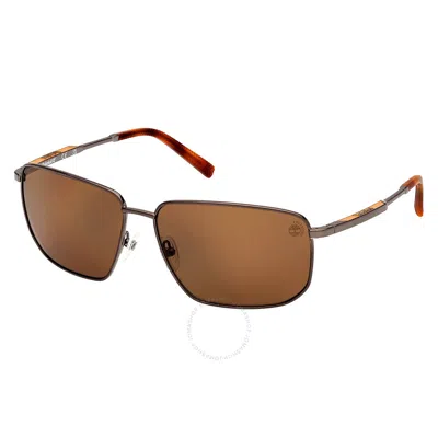 Timberland Polarized Brown Rectangular Men's Sunglasses Tb00010 06h 61