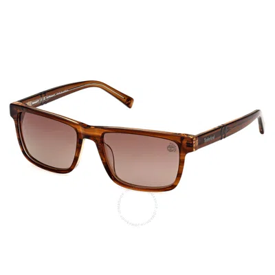 Timberland Polarized Brown Rectangular Men's Sunglasses Tb00020 48h 55