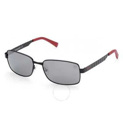 Timberland Polarized Grey Rectangular Men's Sunglasses Tb9226 02d 57 In Black