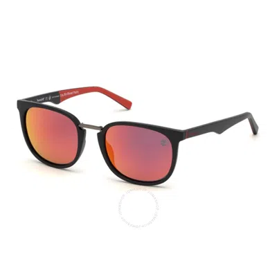 Timberland Polarized Red Rectangular Men's Sunglasses Tb9175 02d 54 In Black