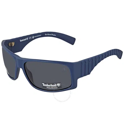 Timberland Polarized Smoke Rectangular Men's Sunglasses Tb9215 91d 68 In Blue