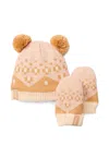 Timberland Pom-pom Patterned Beanie Hat Set In Multi