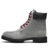 Timberland Premium 6 Inch Boots 'grey Nubuck With Red' In Gray